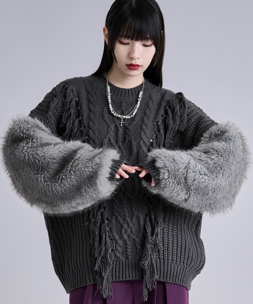 ソデファーケーブルキリカエニット（ニット/セーター）｜Ellno Loset