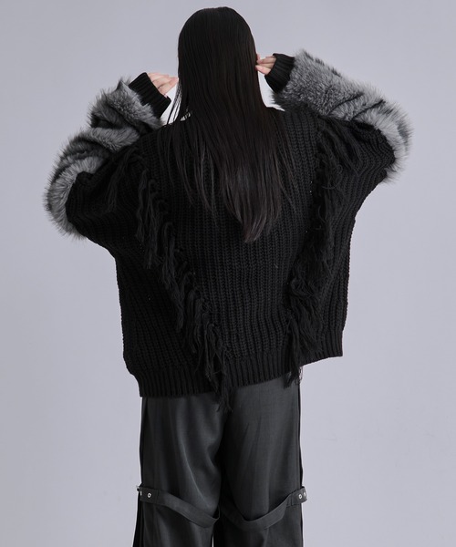 Ellno Loset（エルノロゼット）の「ソデファーケーブルキリカエニット（ニット/セーター・メンズ・チャコール/ブラック・SMALL/MEDIUM/LARGE）」の15枚目の写真