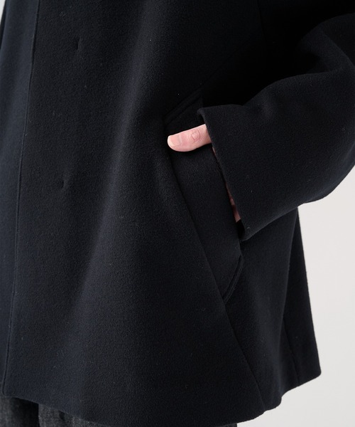 STUDIOUS（ステュディオス）の「【STUDIOUS】Cashmere Beaver Short Coat/カシミアビーバーショートステンカラーコート（ステンカラーコート・メンズ・ダークグレー/ブラック・1/2）」の4枚目の写真