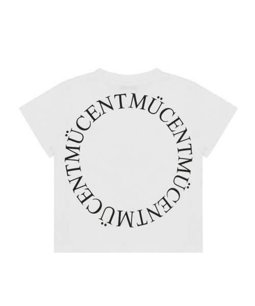 MUCENT(ムセント)の「シグニチャーバックラウンド円形ロゴクロップ半袖Tシャツ(ホワイト)(Tシャツ/カットソー・レディース・ホワイト・FREE)」の1枚目の写真