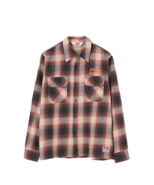 BEN DAVIS（ベンデイビス）の「BEN DAVIS別注 ネルチェック 刺繍ワークシャツ（シャツ/ブラウス・メンズ・ブラック/ブラウン/イエロー・MEDIUM/LARGE）」の2枚目の写真