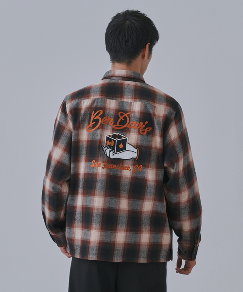 BEN DAVIS（ベンデイビス）の「BEN DAVIS別注 ネルチェック 刺繍ワークシャツ（シャツ/ブラウス・メンズ・ブラック/ブラウン/イエロー・MEDIUM/LARGE）」の4枚目の写真
