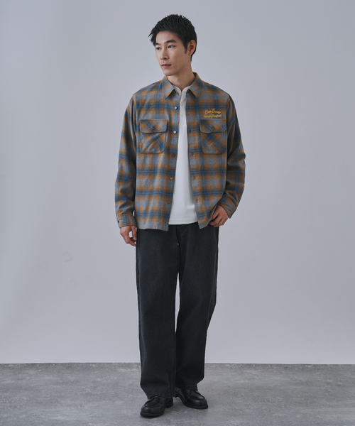 BEN DAVIS（ベンデイビス）の「BEN DAVIS別注 ネルチェック 刺繍ワークシャツ（シャツ/ブラウス・メンズ・ブラック/ブラウン/イエロー・MEDIUM/LARGE）」の5枚目の写真