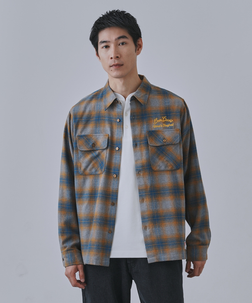 BEN DAVIS（ベンデイビス）の「BEN DAVIS別注 ネルチェック 刺繍ワークシャツ（シャツ/ブラウス・メンズ・ブラック/ブラウン/イエロー・MEDIUM/LARGE）」の6枚目の写真