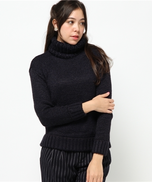 NATURAL BEAUTY BASIC(ナチュラルビューティーベーシック)の「チューブヤーンタートルニット(ニット/セーター・レディース・ホワイト系その他/ブルー/ネイビー・MEDIUM)」の2枚目の写真