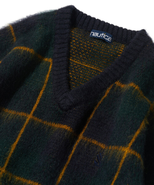 NAUTICA(ノーティカ)の「NAUTICA/ノーティカ モヘア混 ウインドウ チェック柄 Vネックニット プルオーバー(ニット/セーター・メンズ・グリーン/イエロー・X-LARGE/LARGE/MEDIUM)」の6枚目の写真