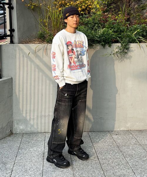 QT8 GARMENTS(キューティーエイトガーメント)の「RG ペイント ダブルニーウォッシュパンツ(ブラック)(デニムパンツ・レディース・その他・MEDIUM/LARGE/X-LARGE)」の6枚目の写真