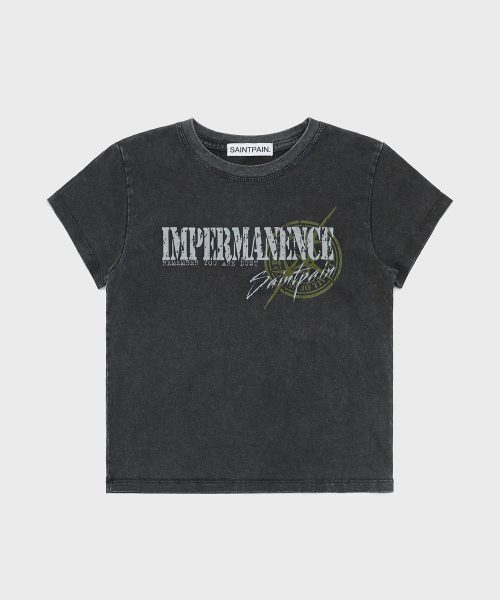 SAINTPAIN(セイントペイン)の「SP インパーマネンス ピグメント クロップ 半袖Tシャツ ブラック(Tシャツ/カットソー・レディース・その他・FREE)」の1枚目の写真