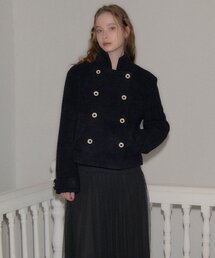 Button Point Double Wool Coat_ Navy