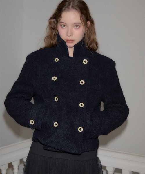 SALON DE YOHN（サロンドヨーン）の「Button Point Double Wool Coat_ Navy（チェスターコート・レディース・その他・FREE）」の3枚目の写真