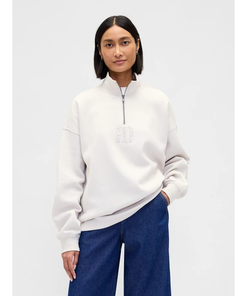 GAP(ギャップ)の「ヴィンテージソフト オーバーサイズ GAPロゴ 1/4ジップアッププルオーバー(スウェット・メンズ・グリーン/ピンク/ライトブルーグレー/ホワイト系その他・XS/S/M/L/XL)」の2枚目の写真