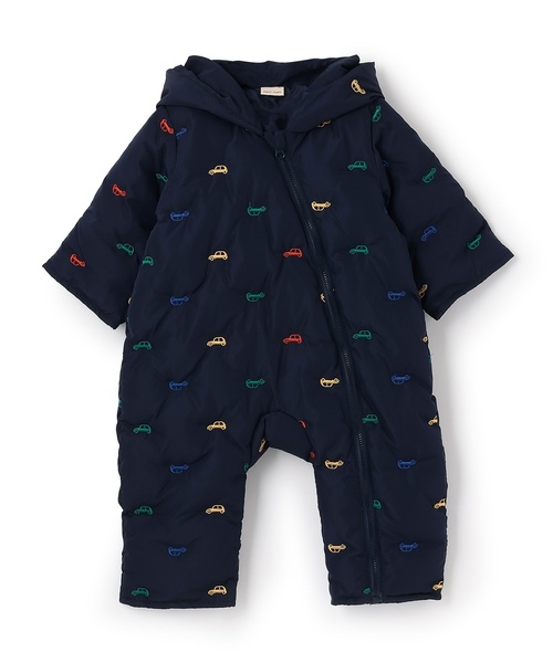 petit main(プティマイン)の「アソート刺しゅう中綿ジャンプスーツ(ロンパース・キッズ・ネイビー/アイボリー・80cm/70cm)」の2枚目の写真