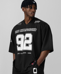 DRIX（ドリックス）の「ラグビーオーバーサイズメッシュジャージハーフスリーブ_ブラック（Tシャツ/カットソー）」