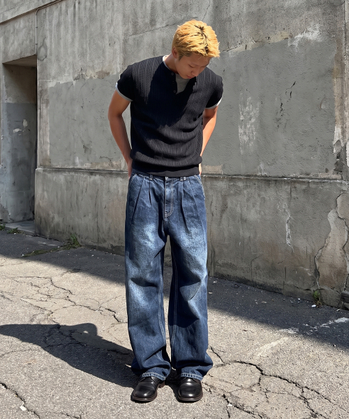 DECET(デケト)の「Dawn 2Pleats Wide Jeans DCPT007DBlueA(デニムパンツ・レディース・その他・26/28/30/32/34)」の1枚目の写真