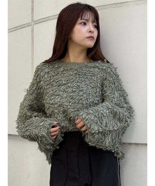 セール】ループヤーンボリュームスリーブニット（ニット/セーター