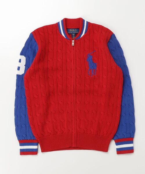 POLO RALPH LAUREN CHILDRENSWEAR(ポロ ラルフ ローレン チルドレンズウェア)の「Big Pony ケーブルニット コットン ジャケット(その他アウター・キッズ・レッド・L/XL/S/M)」の3枚目の写真
