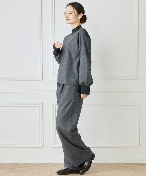 INED（イネド）の「圧縮スムースドッキングニットプルオーバー【セットアップ対応】（Tシャツ/カットソー・レディース・アイボリー/チャコールグレー・11号/9号）」の6枚目の写真