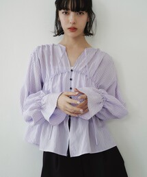 EMMEL REFINES | ＜EMMEL REFINES＞EM ストライプ ギャザー ブラウス(シャツ/ブラウス)