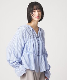 EMMEL REFINES（エメルリファインズ）の「＜EMMEL REFINES＞EM ストライプ ギャザー ブラウス（シャツ/ブラウス）」