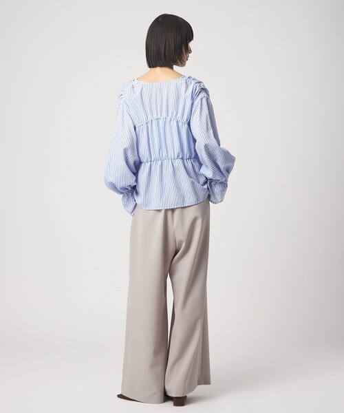 EMMEL REFINES（エメルリファインズ）の「＜EMMEL REFINES＞EM ストライプ ギャザー ブラウス（シャツ/ブラウス・レディース・ライラック/ライトブルー/ホワイト・FREE）」の11枚目の写真