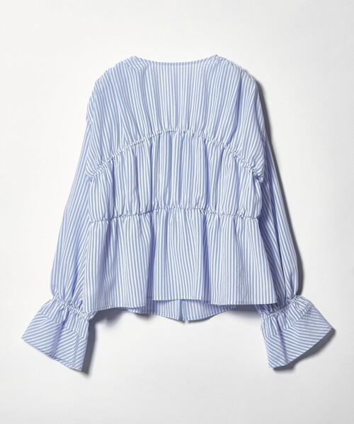 EMMEL REFINES（エメルリファインズ）の「＜EMMEL REFINES＞EM ストライプ ギャザー ブラウス（シャツ/ブラウス・レディース・ライラック/ライトブルー/ホワイト・FREE）」の15枚目の写真