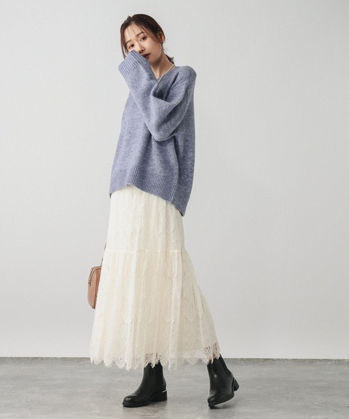 GLOBAL WORK（グローバルワーク）の「HugmeニットレーススカートSET/601261（ワンピース・レディース・グレー×ホワイト/ブラック×グレー/ホワイト×ブルー・LARGE/MEDIUM）」の2枚目の写真