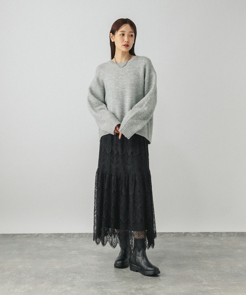 GLOBAL WORK（グローバルワーク）の「HugmeニットレーススカートSET/601261（ワンピース・レディース・グレー×ホワイト/ブラック×グレー/ホワイト×ブルー・LARGE/MEDIUM）」の3枚目の写真