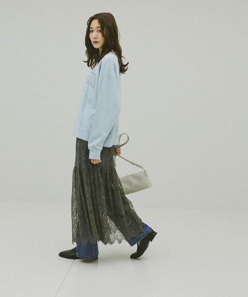 GLOBAL WORK（グローバルワーク）の「HugmeニットレーススカートSET/601261（ワンピース・レディース・グレー×ホワイト/ブラック×グレー/ホワイト×ブルー・LARGE/MEDIUM）」の11枚目の写真