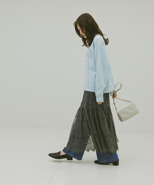 GLOBAL WORK（グローバルワーク）の「HugmeニットレーススカートSET/601261（ワンピース・レディース・グレー×ホワイト/ブラック×グレー/ホワイト×ブルー・LARGE/MEDIUM）」の12枚目の写真