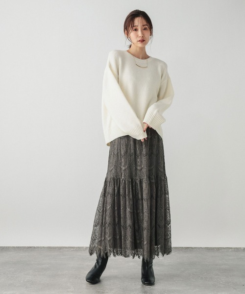 GLOBAL WORK（グローバルワーク）の「HugmeニットレーススカートSET/601261（ワンピース・レディース・グレー×ホワイト/ブラック×グレー/ホワイト×ブルー・LARGE/MEDIUM）」の19枚目の写真