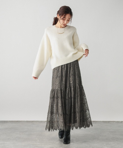 GLOBAL WORK（グローバルワーク）の「HugmeニットレーススカートSET/601261（ワンピース・レディース・グレー×ホワイト/ブラック×グレー/ホワイト×ブルー・LARGE/MEDIUM）」の21枚目の写真