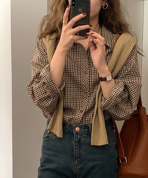 Flugge(フラッジー)の「オータムカラーチェックシャツ(シャツ/ブラウス・レディース・ベージュ・LARGE/MEDIUM)」の1枚目の写真