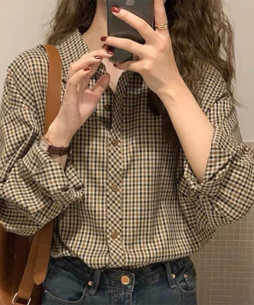 Flugge(フラッジー)の「オータムカラーチェックシャツ(シャツ/ブラウス・レディース・ベージュ・LARGE/MEDIUM)」の2枚目の写真