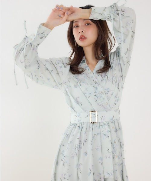 セール】カシュクールフレアシャツワンピース 春服（シャツワンピース
