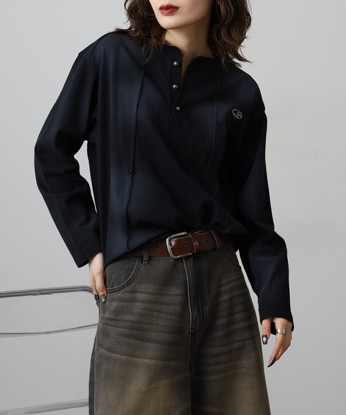 bike star(バイクスター)の「RESHAM ウォッシュ切替えヘンリーネックロンT(Tシャツ/カットソー・メンズ・ホワイト/ブラック・M/L)」の20枚目の写真