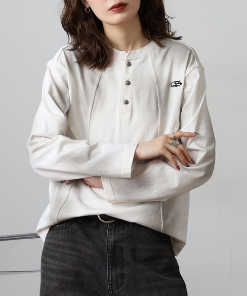 bike star(バイクスター)の「RESHAM ウォッシュ切替えヘンリーネックロンT(Tシャツ/カットソー・メンズ・ホワイト/ブラック・M/L)」の13枚目の写真