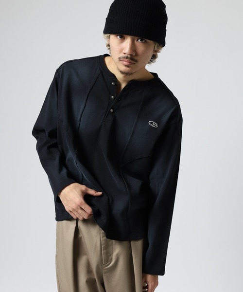 bike star(バイクスター)の「RESHAM ウォッシュ切替えヘンリーネックロンT(Tシャツ/カットソー・メンズ・ホワイト/ブラック・M/L)」の8枚目の写真