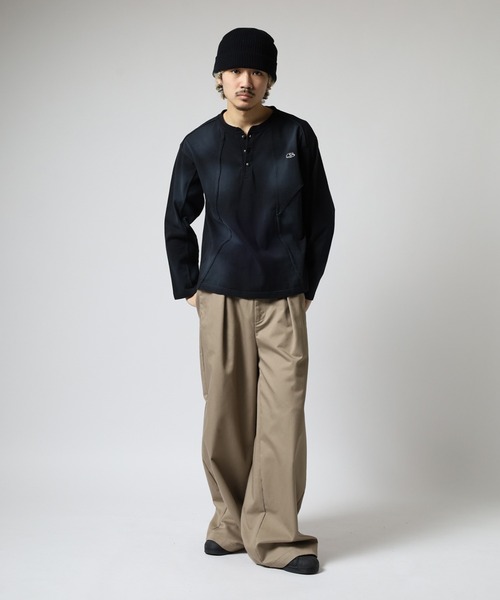 bike star(バイクスター)の「RESHAM ウォッシュ切替えヘンリーネックロンT(Tシャツ/カットソー・メンズ・ホワイト/ブラック・M/L)」の12枚目の写真