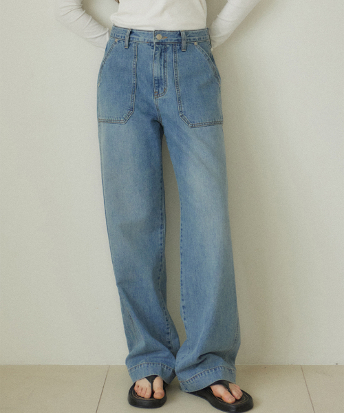 OURHOPE(アワーホープ)の「ウォッシングデニムパティグパンツ - ブルー(その他パンツ・レディース・ブルー・1)」の1枚目の写真