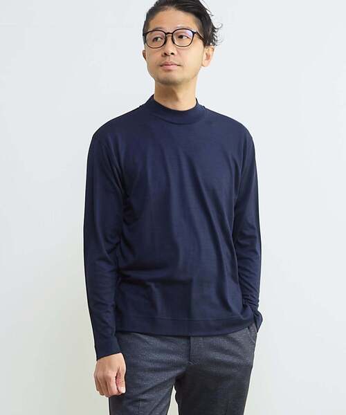 MEN'S MELROSE（メンズメルローズ）の「スーパー100ウォッシャブルウールモックネックTシャツ（Tシャツ/カットソー・メンズ・ブラウン/ネイビー/ブラック・3/4）」の3枚目の写真