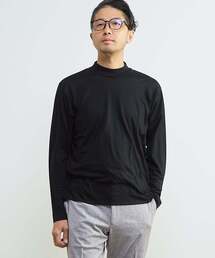 スーパー100ウォッシャブルウールモックネックTシャツ
