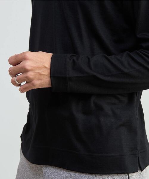MEN'S MELROSE（メンズメルローズ）の「スーパー100ウォッシャブルウールモックネックTシャツ（Tシャツ/カットソー・メンズ・ブラウン/ネイビー/ブラック・3/4）」の21枚目の写真