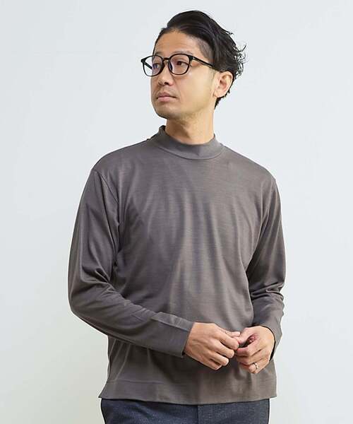 MEN'S MELROSE（メンズメルローズ）の「スーパー100ウォッシャブルウールモックネックTシャツ（Tシャツ/カットソー・メンズ・ブラウン/ネイビー/ブラック・3/4）」の16枚目の写真