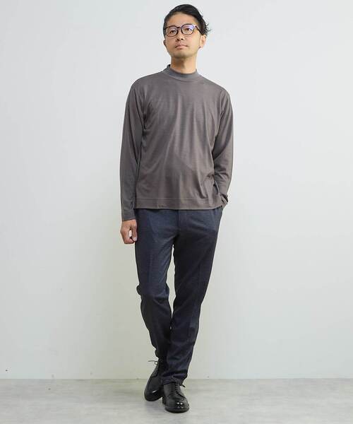 MEN'S MELROSE（メンズメルローズ）の「スーパー100ウォッシャブルウールモックネックTシャツ（Tシャツ/カットソー・メンズ・ブラウン/ネイビー/ブラック・3/4）」の18枚目の写真