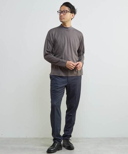 MEN'S MELROSE（メンズメルローズ）の「スーパー100ウォッシャブルウールモックネックTシャツ（Tシャツ/カットソー・メンズ・ブラウン/ネイビー/ブラック・3/4）」の19枚目の写真