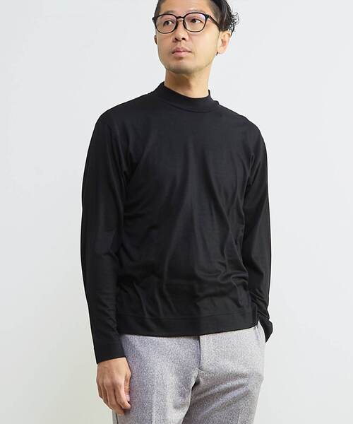 MEN'S MELROSE（メンズメルローズ）の「スーパー100ウォッシャブルウールモックネックTシャツ（Tシャツ/カットソー・メンズ・ブラウン/ネイビー/ブラック・3/4）」の4枚目の写真