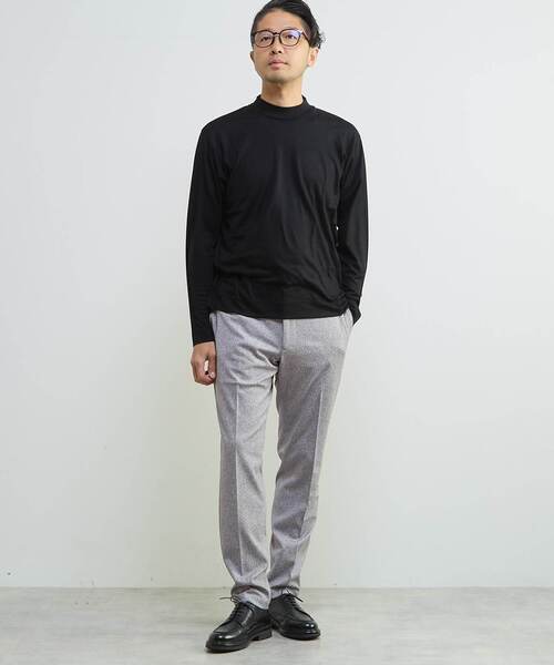 MEN'S MELROSE（メンズメルローズ）の「スーパー100ウォッシャブルウールモックネックTシャツ（Tシャツ/カットソー・メンズ・ブラウン/ネイビー/ブラック・3/4）」の5枚目の写真