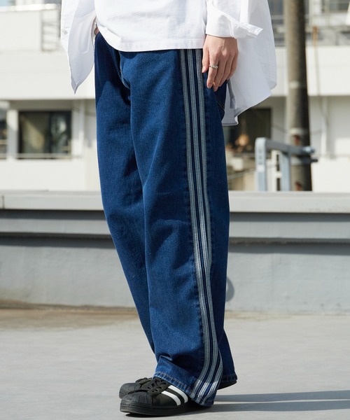 adidas/アディダス FIREBIRD ADICOLOR ウォッシュ加工トラック デニム