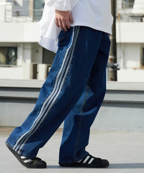 adidas(アディダス)の「adidas/アディダス FIREBIRD ADICOLOR ウォッシュ加工トラック デニムパンツ 秋 秋服 2026年秋冬(デニムパンツ・メンズ・ブルー・28/36/34/32/30/33)」の16枚目の写真