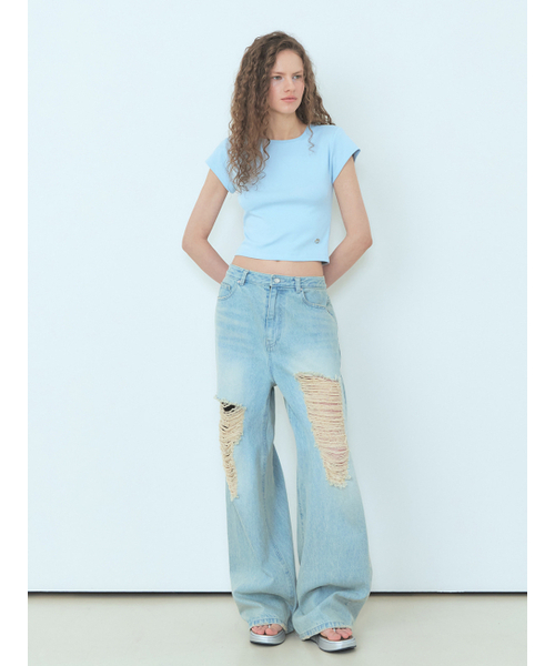 ETMON(エトモン)の「Cap Sleeve T-Shirt Sky Blue(Tシャツ/カットソー・レディース・その他・FREE)」の1枚目の写真